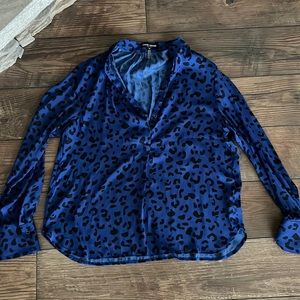 Blue and black- David Lerner Leopard blouse- size M